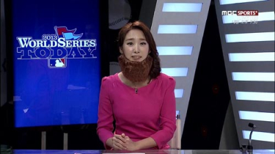 북슬북슬 턱수염 붙인 미모의 아나운서 눈길