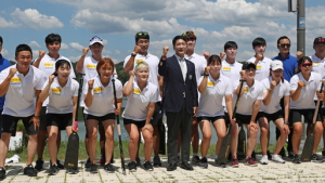 남북 카누 단일팀, 탄금호에서 진수식 및 안전기원제 진행