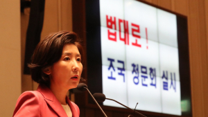 나경원 “조국, 국회 기습침략…민주당은 후보자 홍보기획사인가”