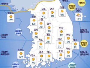 [날씨] 서울 아침 4도 낮 최고 17도…일부지역 안개, 빗방울