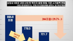 코로나19 여파로 증시 휘청…100대 상장사 시총 3분의 1 ‘감소’
