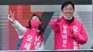오세훈 후보, 딸과 함께 '귀여운 율동'