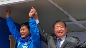 [진안군수 재선거]김원기 전 국회의장, 전춘성 더불어민주당 후보 지지 유세 나서
