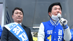 송파을 최재성 후보 지원유세 나선 김진표 경기선대위원장