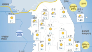 [내일날씨] 내륙 낮 최고 25도…“큰 일교차에 건강 유의해야”
