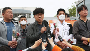 소감 말하는 한상균 전 민노총 위원장