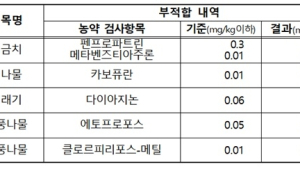 시금치·취나물서 잔류농약 기준 초과