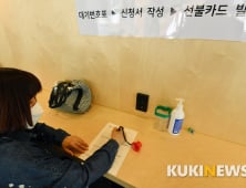 긴급재난지원금 신청서 작성하는 주민