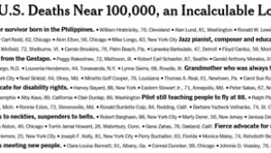 NYT, 1면에 ‘코로나19’ 사망자 1000명 이름 실으며 추모