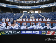 관중석 등장한 테임즈·해커 입간판 화제만발
