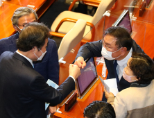 이낙연-김태년, 힘차게 주먹 인사