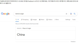김치 기원이 중국이라고?…구글 검색 결과 논란