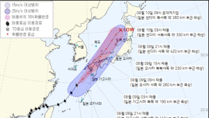 태풍 ‘루핏’, 8~9일 한반도 최접근…강수량 최대 250㎜