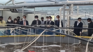 문성혁 해수부 장관, 당진 친환경 온배수 양식장 방문