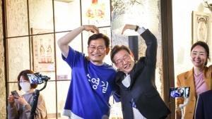 송영길-이재명, 홍대 앞에서 지지 호소