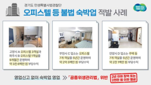 경기도, 오피스텔 등 불법 숙박업 영업 36곳 적발