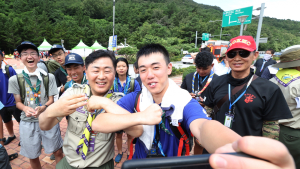 잼버리 스카우트 대원들 부안 직소천에서 더위 식혀