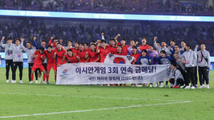 조영욱 결승골… 남자축구, 일본 꺾고 3연속 금메달