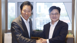 손 맞잡은 오세훈 서울시장-김병수 김포시장