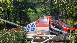 산림청 헬기 방제작업 중 추락, 조종사 병원 이송