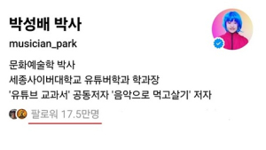 세종사이버대 유튜버학과 박성배 학과장, 스레드 팔로워 17만 명 돌파