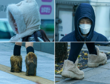 털모자·방한화 중무장…강풍에 체감온도 ‘뚝’ [쿠키포토]
