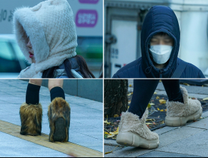 털모자·방한화 중무장…강풍에 체감온도 ‘뚝’ [쿠키포토]