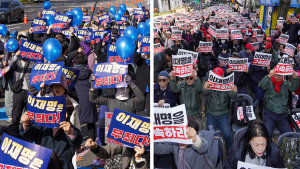 이재명 선고 앞두고 ‘보수’vs‘진보’ 극렬 대치 [쿠키포토]