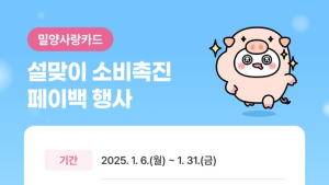 밀양시, 설맞이 밀양사랑카드 소비촉진 이벤트 추진