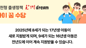 인천시, 아이 꿈 수당 지원 확대...2017년생도 신청 가능