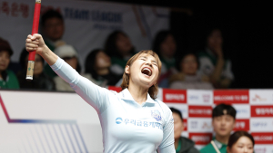 ‘캄보디아 특급’ 스롱, ‘당구 여제’ 김가영 꺾었다…우리금융, 하나카드 제압