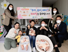원강수 원주시장, 세쌍둥이 가정 찾아 백일 축하