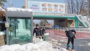 강원 고성군청 공무원 제설 작업 총력