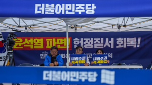 민주당‚ 광화문서 ‘천막 당사’ 농성…12년 만 [쿠키포토]