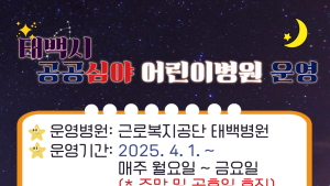 태백시, 공공심야 어린이병원 본격 운영…