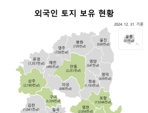 경북 외국인 토지 보유 3630만㎡…포항·구미 등 집중