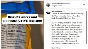 외국 놀라게 한 K-라면 ‘암 경고문’…“형식적인 법적 안내 문구”