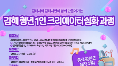 '청년도시 김해' 청년 인공지능 강화 주력…'김해형 청년1인 크리에이터 육성' 교육생 모집