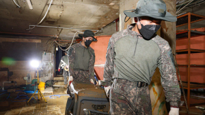 광주 수해 피해 복구 나선 군장병