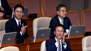 김민석 총리 등 신임 국무위원들‚ 국회 첫 공식 인사 [쿠키포토]