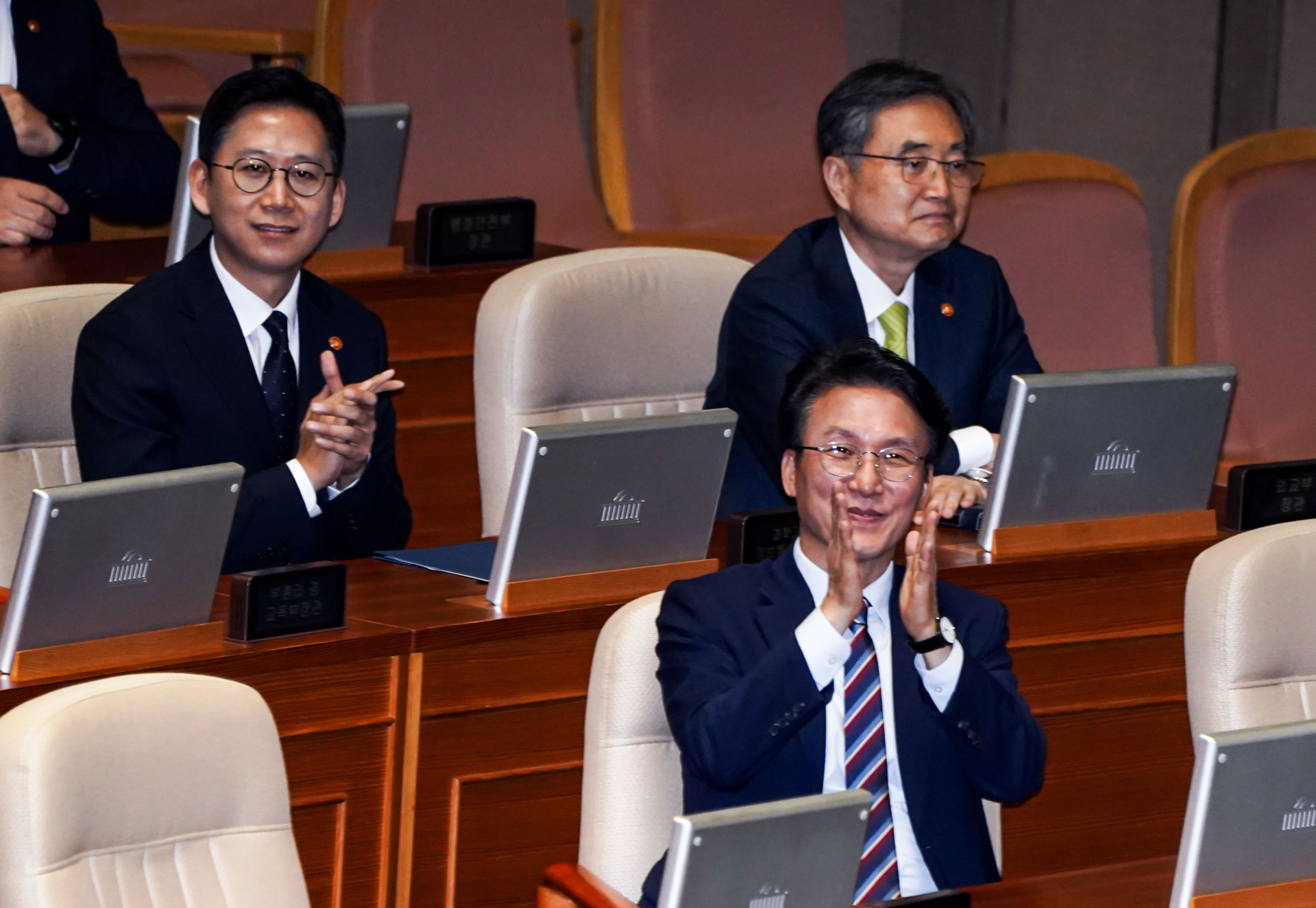 김민석 총리 등 신임 국무위원들‚ 국회 첫 공식 인사