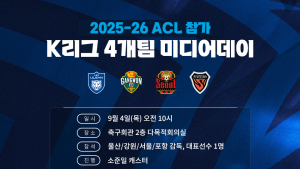 ‘ACL 출전’ 울산·강원·서울·포항, 9월4일 미디어데이 개최